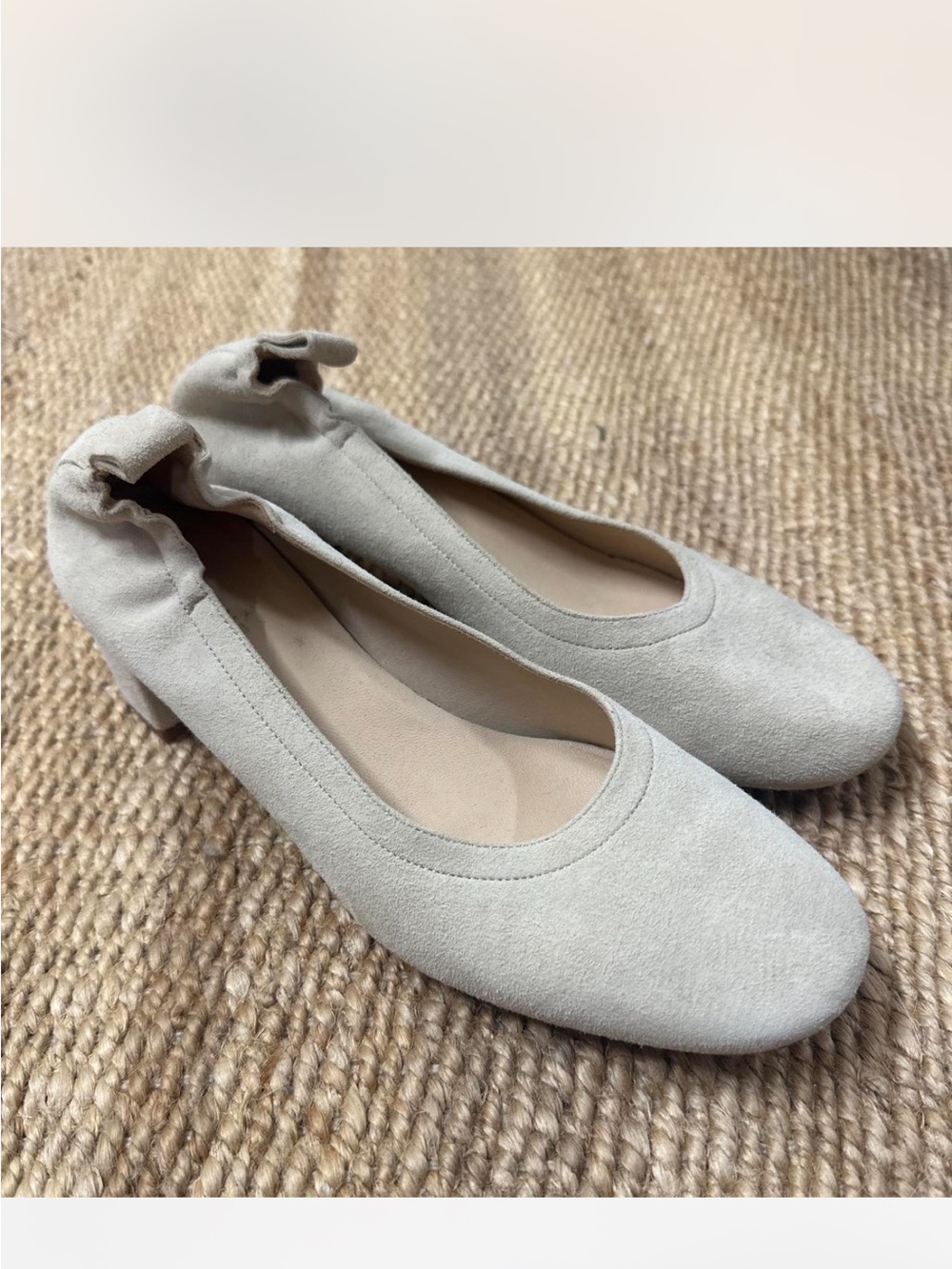 Everlane Suede Low Block Heel Ballet Flats